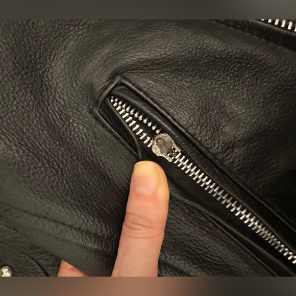 ASOS Reclaimed Vintage Black Real Leather Biker
Jacket Moto Stud ASOS H&M Zara M - Picture 11 of 16